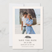 Bahia Minimal Palm Leaf Trouwfoto Save The Date (Voorkant)