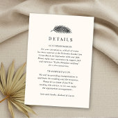 Bahia Minimal Palm Leaf Wedding Details Informatiekaartje