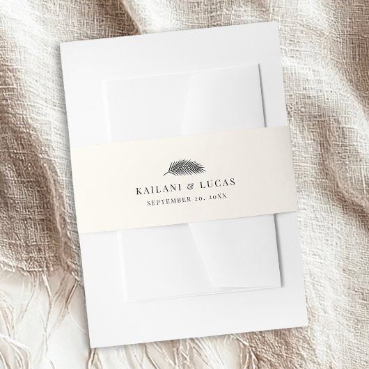 Bahia Minimal Palm Leaf Wedding Uitnodigingen Wikkel
