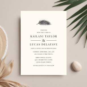 Bahia Modern Minimal Palm Leaf Wedding Kaart