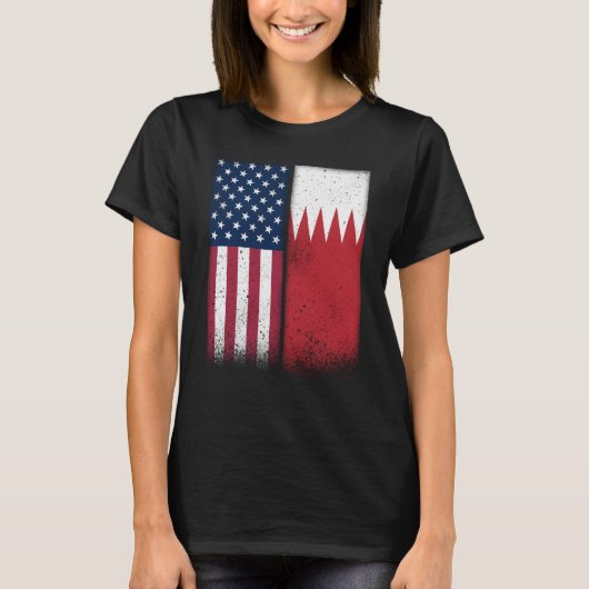 Bahrain Bahraini American Flags Proud USA Bahrain T-shirt (Voorkant)