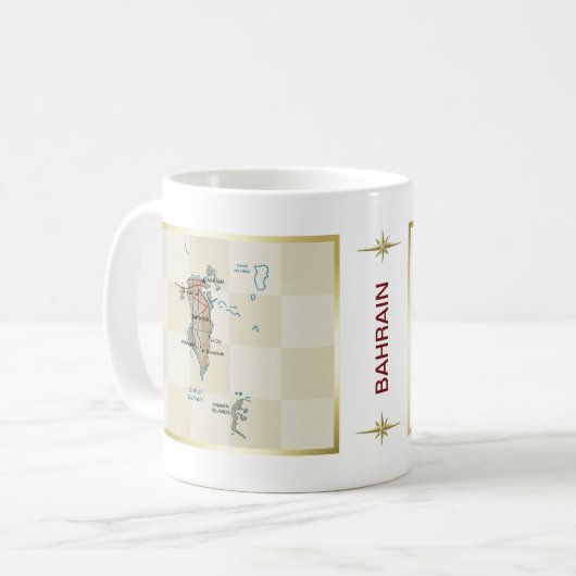 Bahrain Flag + Map-Mok Koffiemok (Voorkant links)