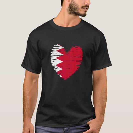 Bahrain Heart Bahraini Flag Bahraini Pride T-shirt (Voorkant)