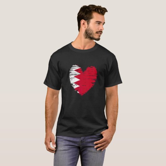 Bahrain Heart Bahraini Flag Bahraini Pride T-shirt (Voorkant volledig)