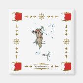 Bahrain Map + Flags Magnet (Voorkant)