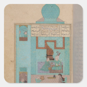 Bahram bezoekt een prinses in het Turquoise Vierkante Sticker