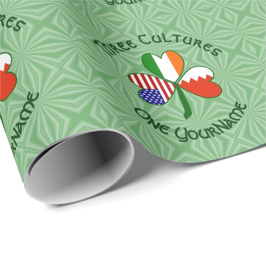 Bahrein Ierland VS Shamrock Vlag gepersonaliseerd Cadeaupapier (Rol Hoek)