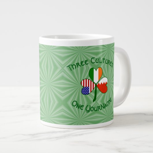 Bahrein Ierland VS Shamrock Vlag gepersonaliseerd Grote Koffiekop (Voorkant rechts)