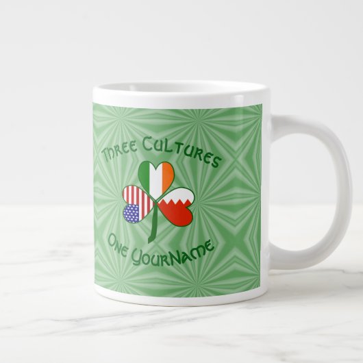 Bahrein Ierland VS Shamrock Vlag gepersonaliseerd Grote Koffiekop (Rechts)