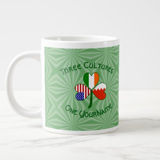 Bahrein Ierland VS Shamrock Vlag gepersonaliseerd Grote Koffiekop (Links)