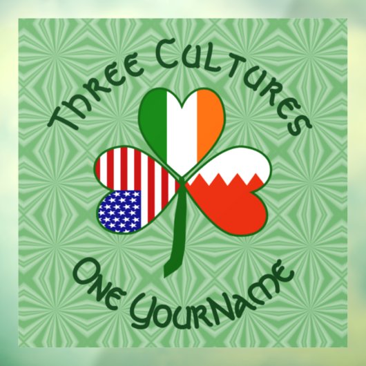 Bahrein Ierland VS Shamrock Vlag gepersonaliseerd Raamsticker (Vel 3)