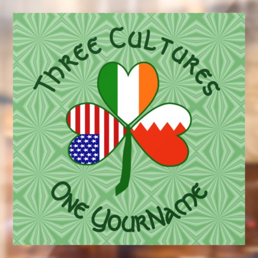 Bahrein Ierland VS Shamrock Vlag gepersonaliseerd Raamsticker (Vel 2)