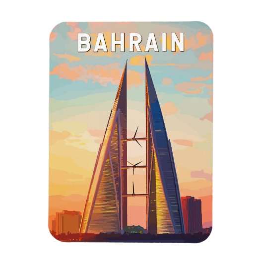 Bahrein Illustration Travel Art Vintage Magneet (Verticaal)