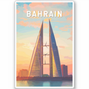 Bahrein Illustration Travel Art Vintage Sticker