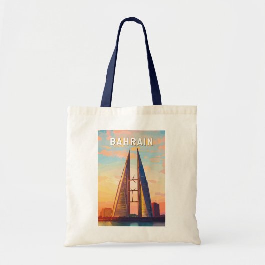 Bahrein Illustration Travel Art Vintage Tote Bag (Voorkant)