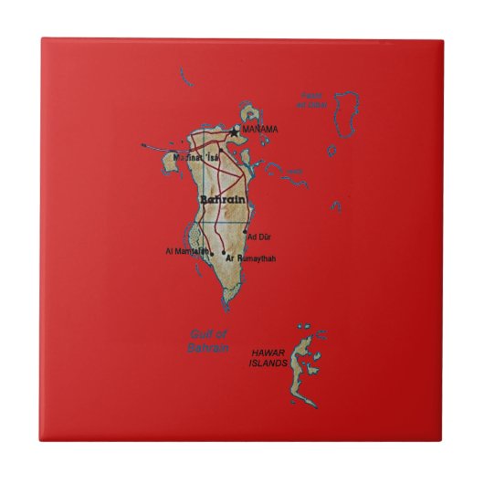 Bahrein kaart tegel tegeltje (Voorkant)