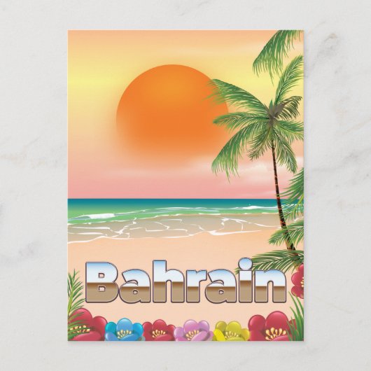 Bahrein strand reisposter briefkaart (Voorkant)