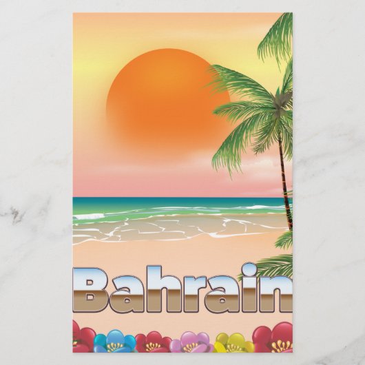 Bahrein strand reisposter briefpapier (Voorkant)