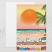 Bahrein strand reisposter briefpapier (Voorkant / Achterkant)