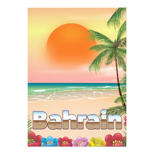 Bahrein strand reisposter foto afdruk (Voorkant)