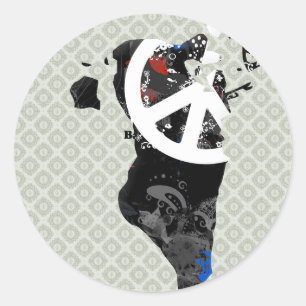 Bahrein Trendy Vredesbord met Bahreinse kaart Ronde Sticker