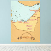 Bahrein vintage reiskaart canvas afdruk (Insitu (Houten vloer))
