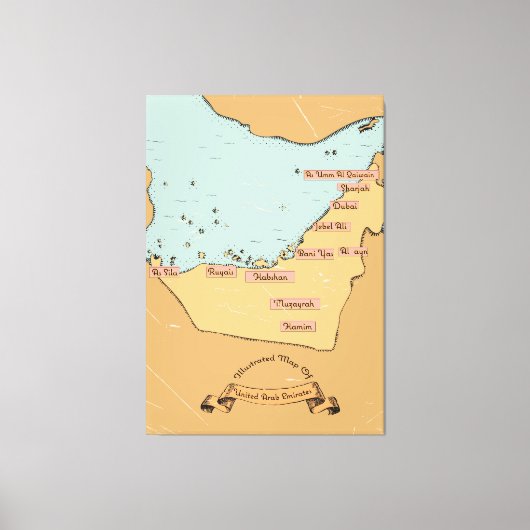 Bahrein vintage reiskaart canvas afdruk (Voorkant)
