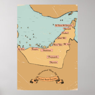 Bahrein vintage reiskaart poster