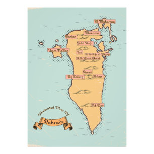 Bahrein vintage reisplattegrond foto afdruk