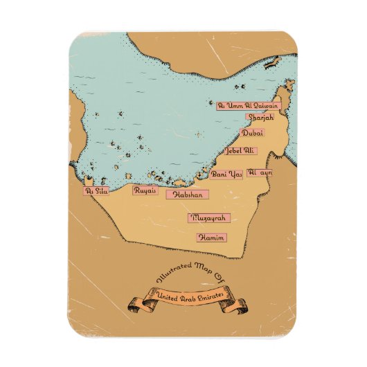 Bahrein vintage reisplattegrond magneet (Verticaal)