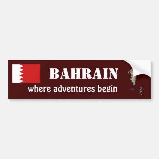 Bahrein Vlag + Landkaart Bumpersticker (Voorkant)