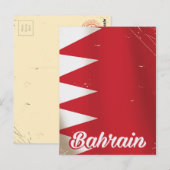 Bahrein vlag vintage reisposter briefkaart (Voorkant / Achterkant)