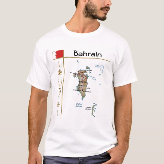 Bahreinkaart + vlag + titel T-shirt (Voorkant)