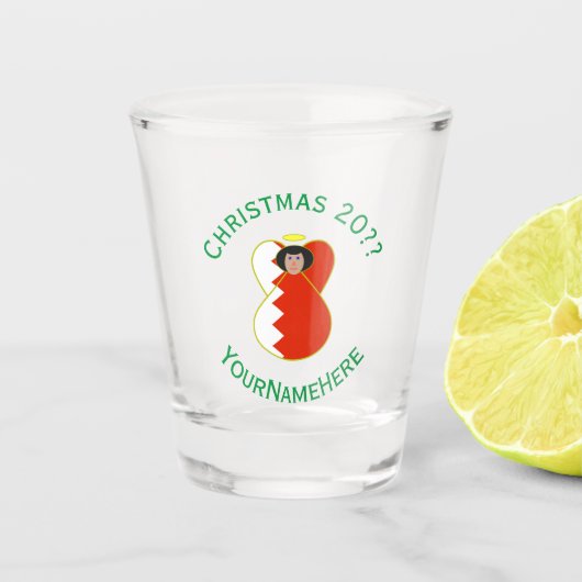 Bahreinse engel kerstvlag gepersonaliseerd shot glas (Voorkant)