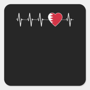 Bahreinse hartslag Ik hou van Bahreinse vlag Heart Vierkante Sticker