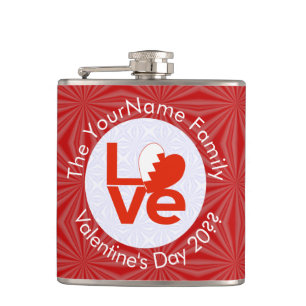 Bahreinse Vlag Hart LIEFDE Rood Gepersonaliseerde Heupfles