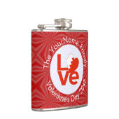 Bahreinse vlag Rode letter LOVE gepersonaliseerd Heupfles (Rechts)