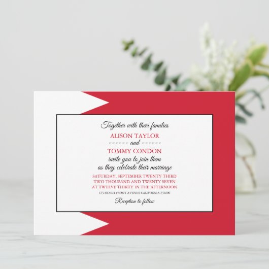 Bahreinse vlag, vlag van Bahrein bruiloft Kaart (Staand voorkant)