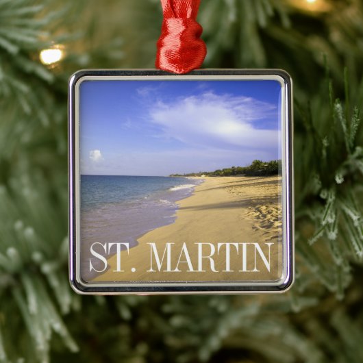 Baie Longue Long Bay Beach, St Metalen Ornament (Boom)