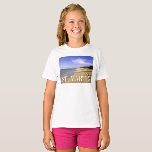 Baie Longue Long Bay Beach, St T-shirt (Voorkant volledig)