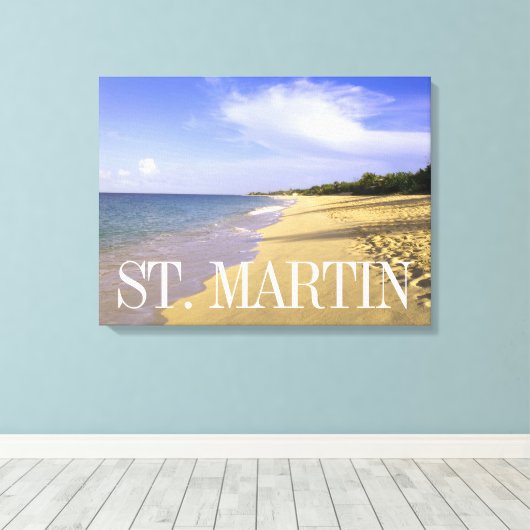 Baie Longue Long Bay-strand, St. Martin Canvas Afdruk (Insitu (Houten vloer))