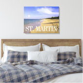 Baie Longue Long Bay-strand, St. Martin Canvas Afdruk (Insitu (Slaapkamer))