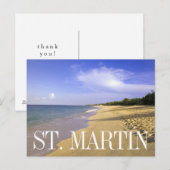 Baie Longue Long Bay-strand, St. Martin | Dank U Briefkaart (Voorkant / Achterkant)