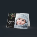 Baies Rouges | Joyeux Noël Feestdagen Kaart<br><div class="desc">Foto van Modern Design Carte de Noël avec</div>