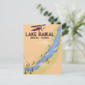 Baikalmeer Siberië Russische reisposter Kaart (Staand voorkant)
