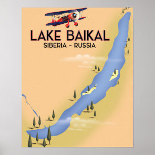 Baikalmeer Siberië Russische reisposter Kaart Poster