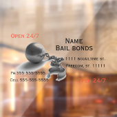 Bail bonds ball and chain business raamsticker (Vel 2)