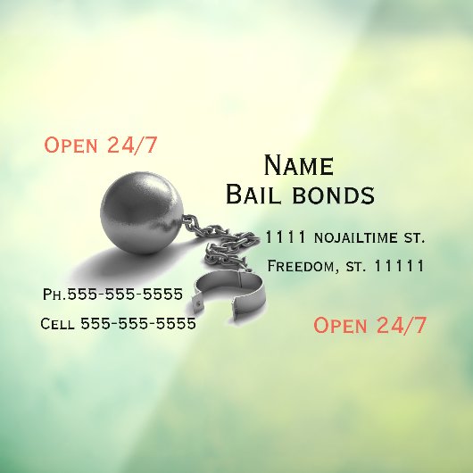 Bail bonds ball and chain business raamsticker (Vel 3)