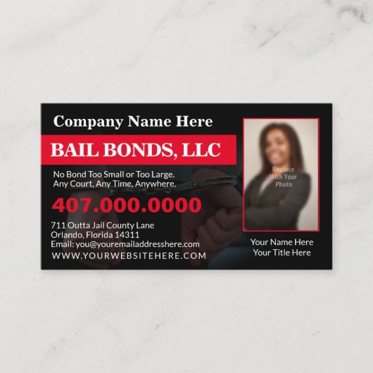 Bail Bonds Foto bedrijfskaarttemplate aanpassen Visitekaartje (Voorkant)