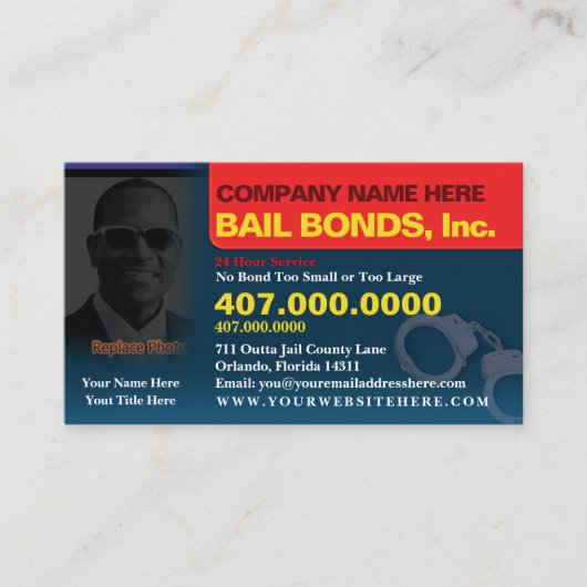Bail Bonds Foto bedrijfskaarttemplate aanpassen Visitekaartje (Voorkant)